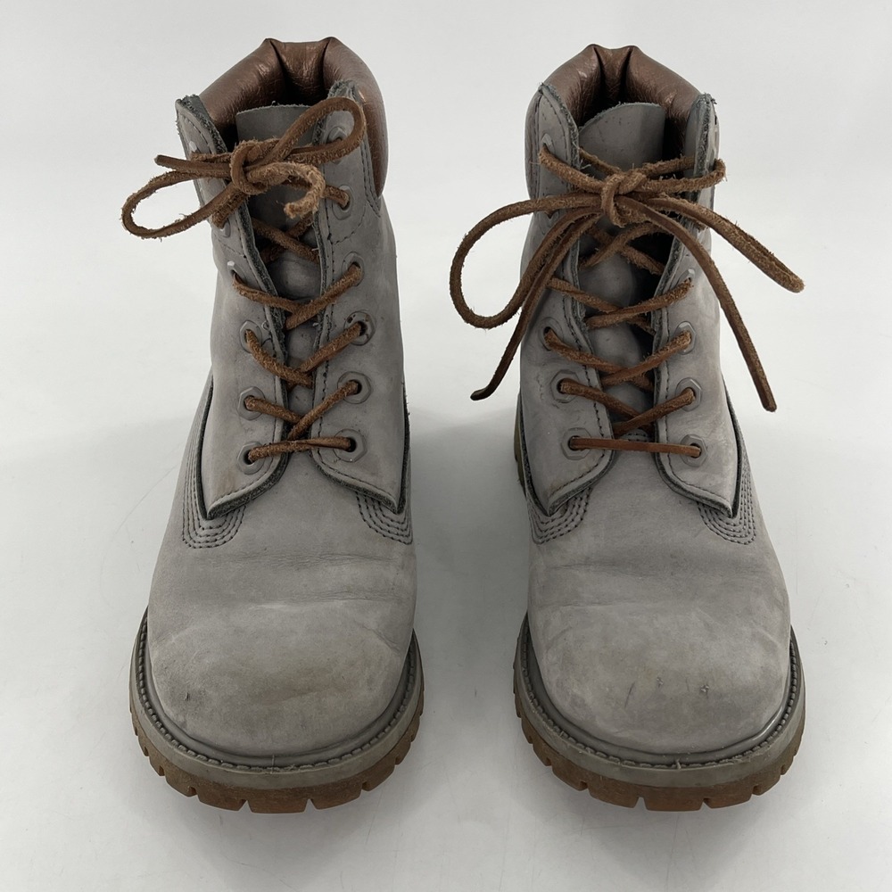 Timberland Premium 6"  Womens Boot 7.5 M Grey Silver Rose Gold Metallic - Picture 2 of 16